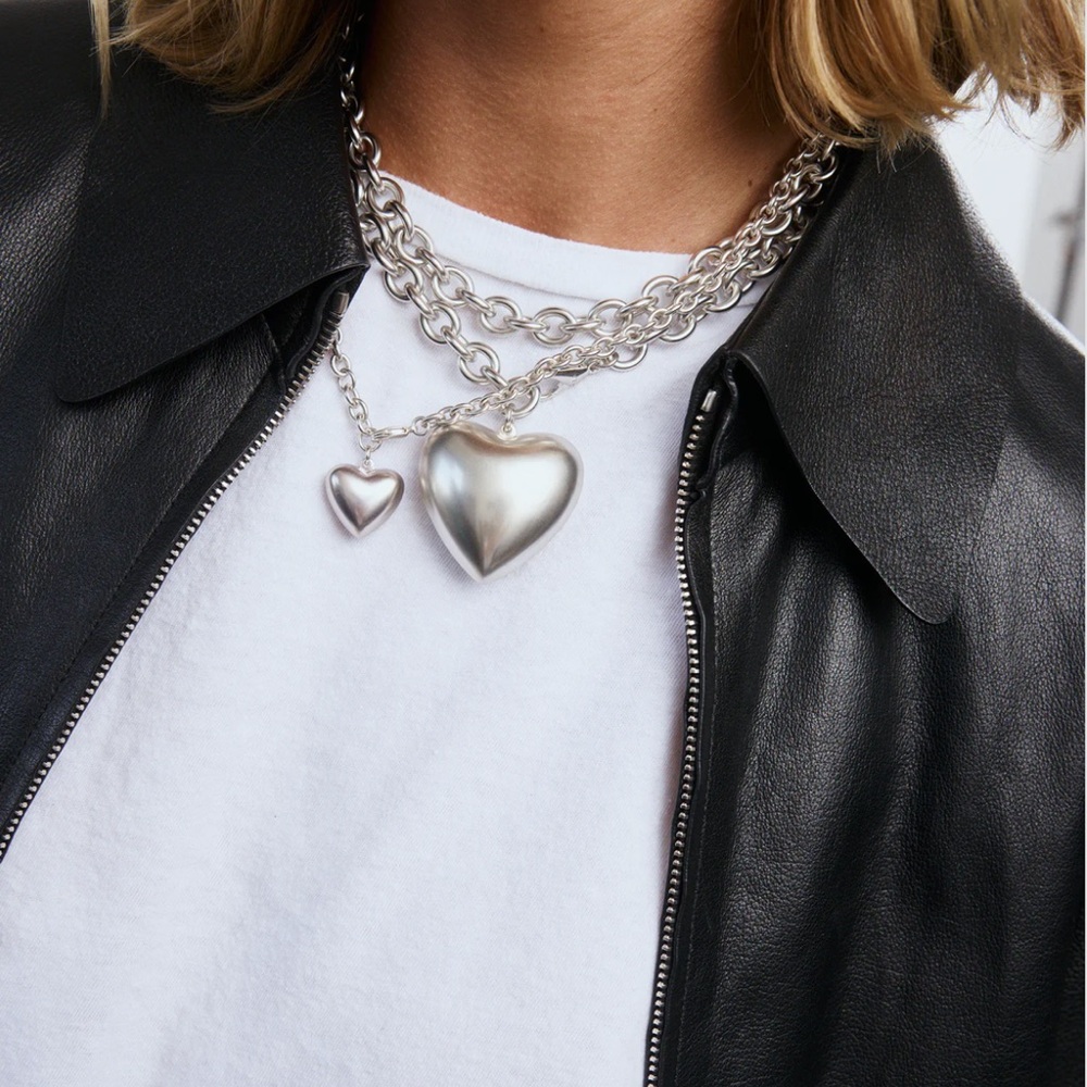 Roxanne Assoulin Silver Puffy Heart Necklace